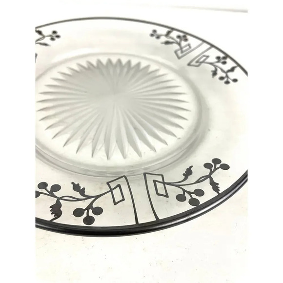 VTG Sterling Silver Overlay Starburst Etched Glass Plate 7.25" - Picture 7 of 16